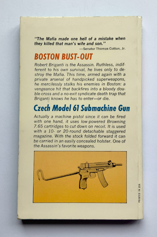 THE ASSASSIN BOSTON BUST OUT United States pulp fiction crime action book 1973